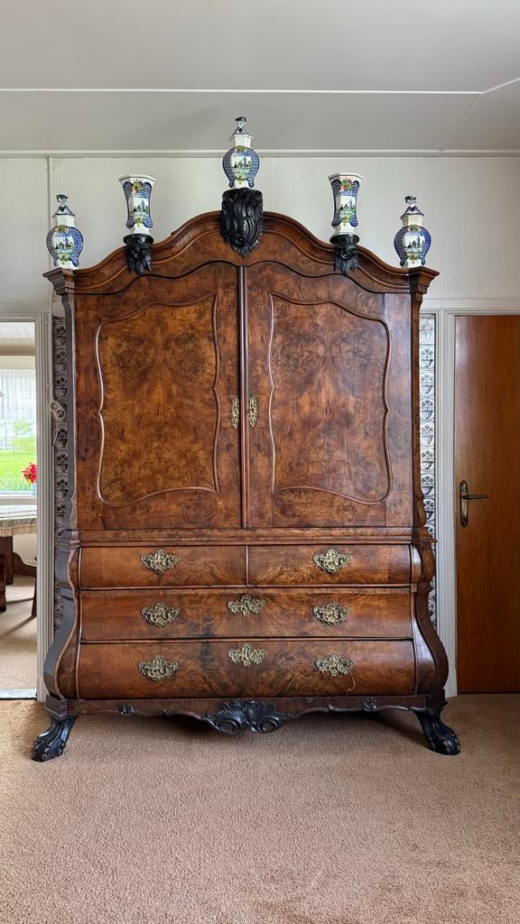 Antieke Hollandse Lodewijk XV kabinetkast, Ophalen of Verzenden