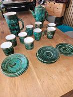 Vintage SAIDA Koffieservies Jaren '60 - Groen Glazuur, Antiek en Kunst, Antiek | Servies compleet, Ophalen of Verzenden