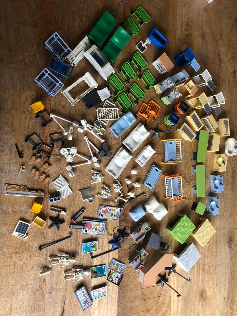 Onderdelen ziekenhuis, alles in 1 koop €10,-, Ophalen of Verzenden, Gebruikt, Los playmobil