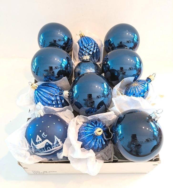 Mooie verzameling boomversieringen/ kerstballen - blauw, Diversen, Kerst, Ophalen of Verzenden