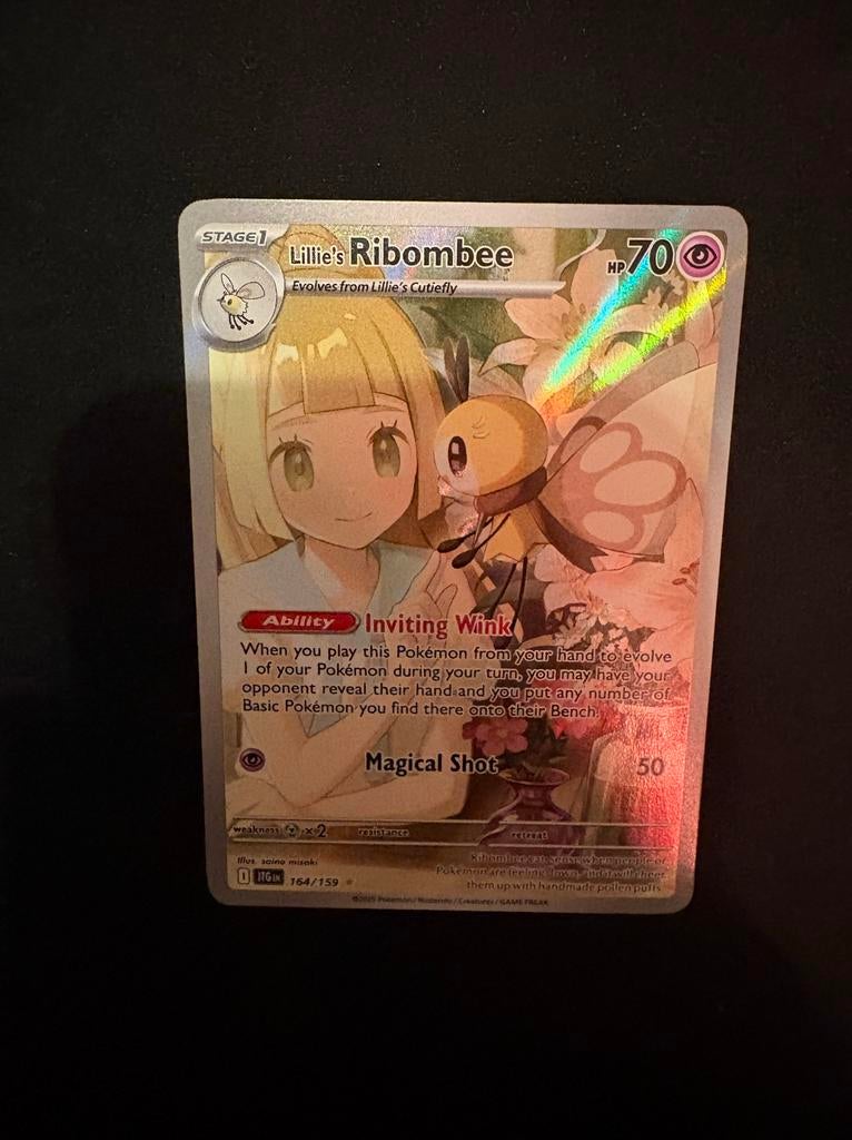 Lillie's Ribombee Pokémon kaart164, Ophalen of Verzenden, Gebruikt, Losse kaart, Foil