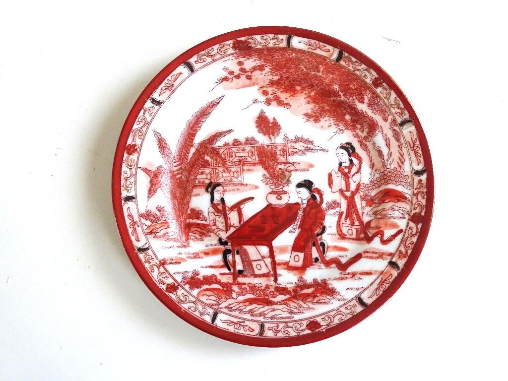 Oud Kutani bordje Japan Porselein 3 Geishas, Antiek en Kunst, Antiek | Porselein, Ophalen of Verzenden