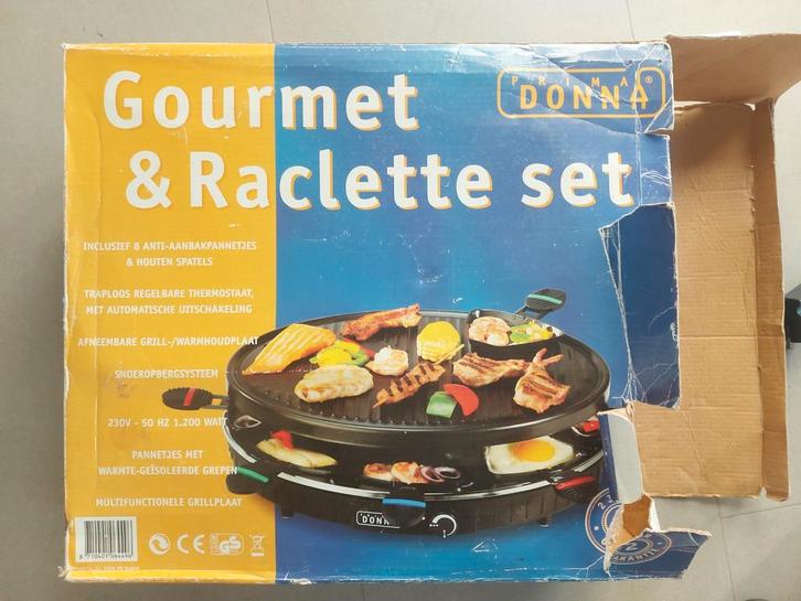 Gourmet & Raclette set Prima Donna - Gebruikt, Witgoed en Apparatuur, Gourmetstellen, Gebruikt, 8 personen of meer, Ophalen of Verzenden