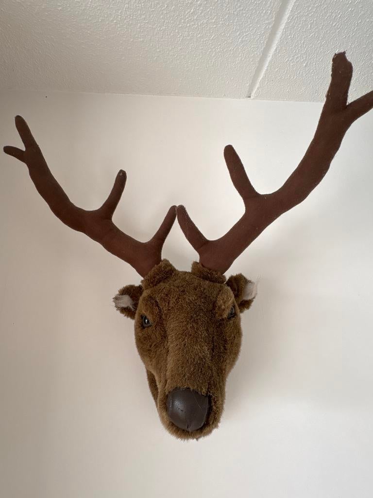 Decoratief Hertenkop Pluche 50 cm, Huis en Inrichting, Woonaccessoires | Overige, Nieuw, Ophalen of Verzenden, Landelijk, Bruin