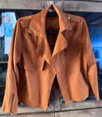 Trendy suède look korte jasje - Cognac, Ophalen of Verzenden, Zo goed als nieuw, Maat 46/48 (XL) of groter, Bruin