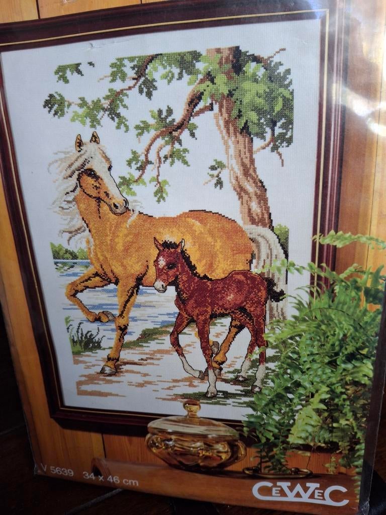 Paard met veulen, Hobby en Vrije tijd, Borduren en Borduurmachines, Ophalen of Verzenden, Nieuw, Borduurpakket