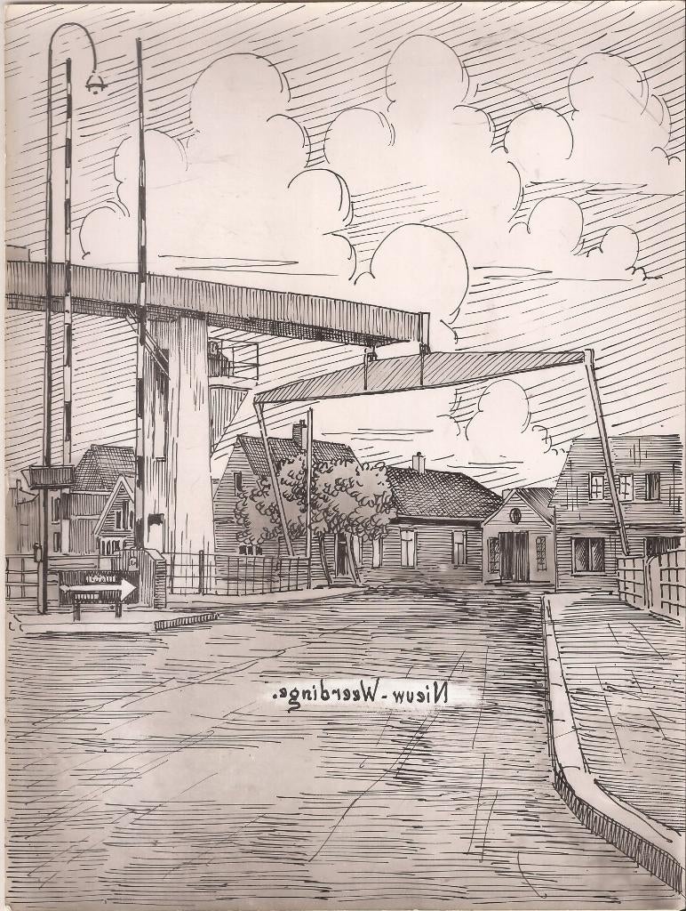 Nieuw Weerdinge Brug Tekening Sievers 1948, Ophalen of Verzenden