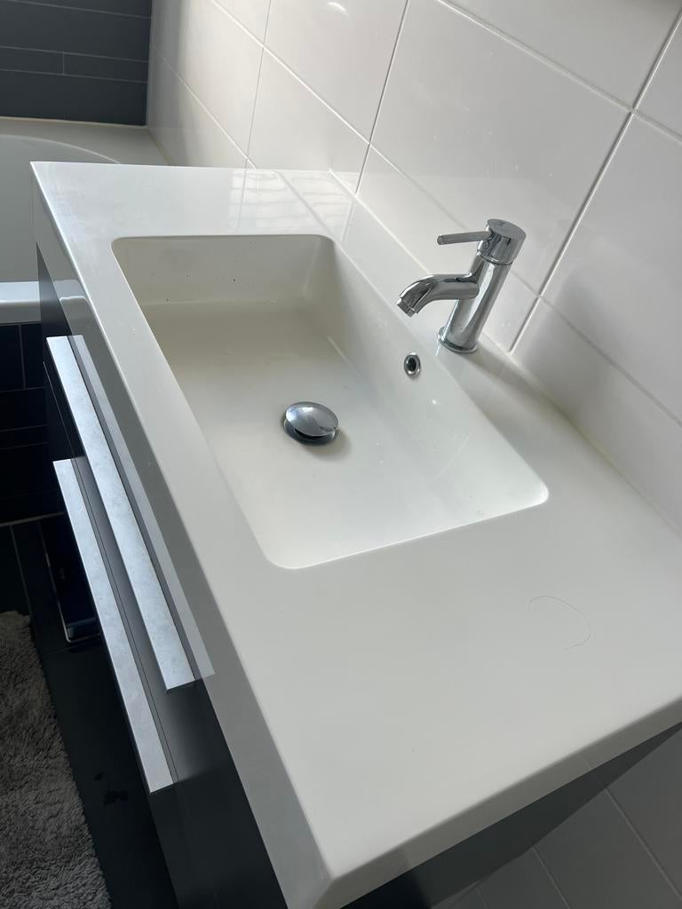 Wastafel met onderkast, Huis en Inrichting, Badkamer | Badkamermeubels, Ophalen, Gebruikt, 50 tot 100 cm, Minder dan 100 cm