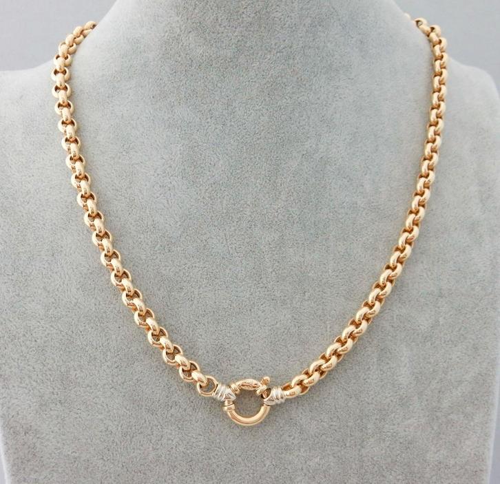 Zware 14 karaat Gouden Jasseron Ketting Jasseronschakel 49cm, Sieraden, Tassen en Uiterlijk, Kettingen, Nieuw, Goud, Goud, Verzenden