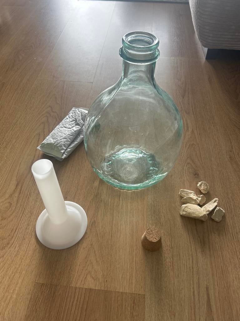 Terrarium glas met decoratie, kool en aarde-trechter, Ophalen, Overige materialen, Minder dan 60 cm, Rond