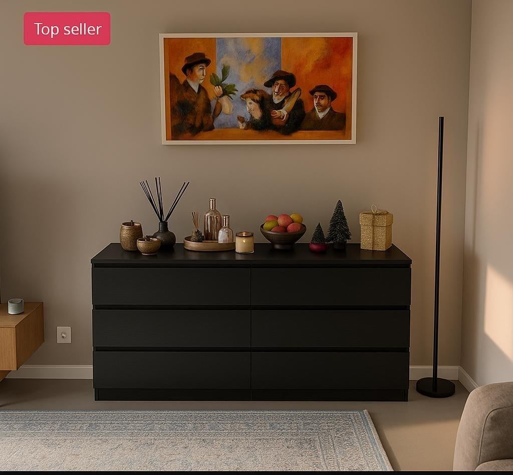 Zwarte ladekast met 6 lades - Ruime opbergruimte, Ophalen, Gebruikt, 5 laden of meer, 150 tot 200 cm