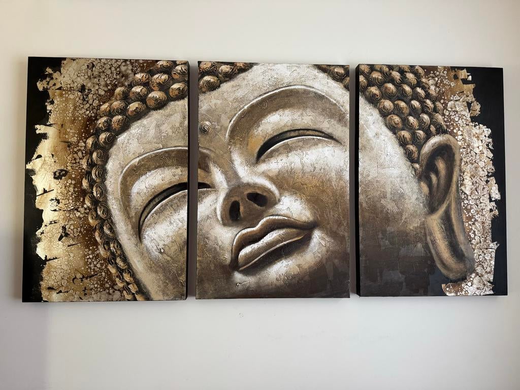 Drieluik schilderij boeddha - 200 x 100 cm, Ophalen, 50 tot 75 cm, Zo goed als nieuw, Schilderij