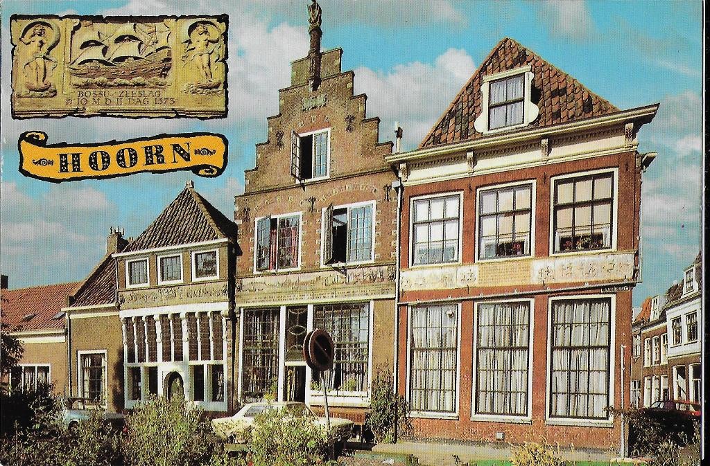 Hoorn bossu huizen ongelopen ansichtkaart ( 13 ), Ophalen of Verzenden, 1940 tot 1960, Ongelopen, Noord-Holland