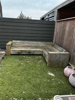 Stijgerhouten tuinbank met antraciet kussens, Ophalen, Gebruikt, Hout