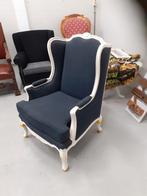Stof blauw, hout wit, Huis en Inrichting, Fauteuils, Ophalen of Verzenden, Nieuw, Stof, Minder dan 50 cm