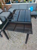 VidaXL Tuintafel 150x90x74 cm aluminium en glas zwart, Ophalen, Nieuw, Rechthoekig, Aluminium