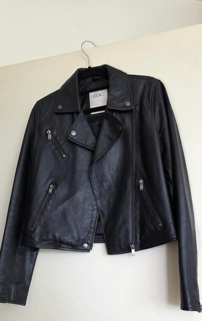 EDC Esprit leren bikerjack jasje xs zwart, Ophalen of Verzenden, Zo goed als nieuw, Maat 34 (XS) of kleiner, Zwart