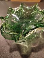 Vintage Groene Murano Glas Bubbel Schaaltje/Asbak, Ophalen of Verzenden