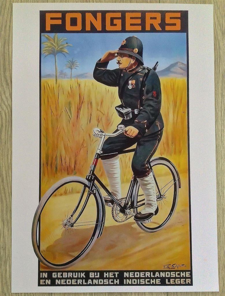 FONGERS fiets reclame Knil Kunst Poster Print, Ophalen of Verzenden, Nieuw, A1 t/m A3, Film en Tv