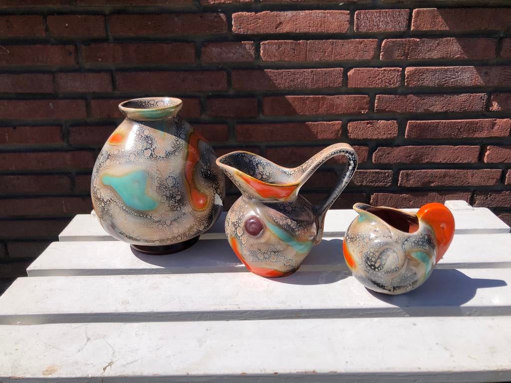 Set van 3 Regina Plateel vazen en schenkkannen, Antiek en Kunst, Ophalen of Verzenden