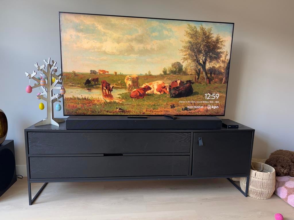 Woood Silas TV Meubel 180 cm Zwart Hout, 150 tot 200 cm, Ophalen of Verzenden, Zo goed als nieuw, Minder dan 100 cm
