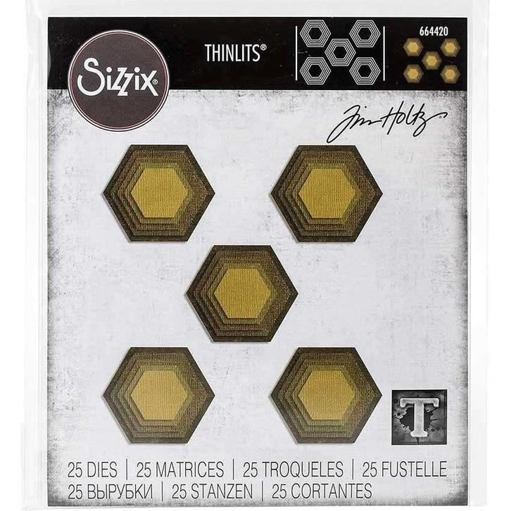 Sizzix Tim Holtz Thinlits Stacked Tiles Hexagons #664420, Hobby en Vrije tijd, Scrapbooking, Nieuw, Frame of Mal, Sizzix, Verzenden
