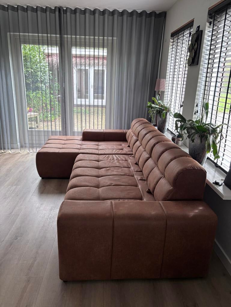 Hoekbank Bolano western cognac, Ophalen, 250 tot 300 cm, 100 tot 125 cm, Leer