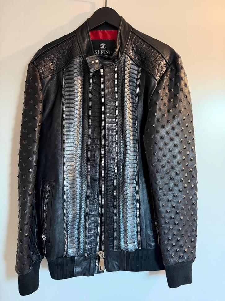 Exclusieve Leren Jas Krokodil & Python Leer Maat L, Kleding | Heren, Jassen | Zomer, Zo goed als nieuw, Maat 52/54 (L), Zwart