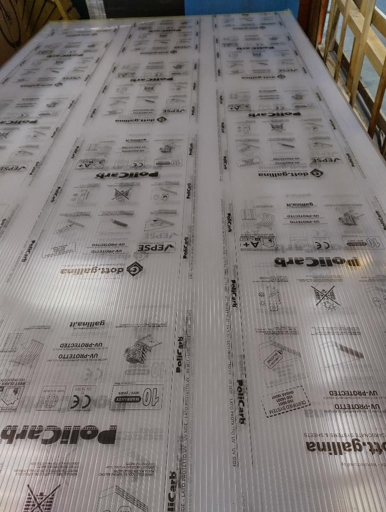 POLYCARBONAAT SERREPLAAT 3000x2100x10 mm Glashelder, Ophalen, Nieuw, Veranda