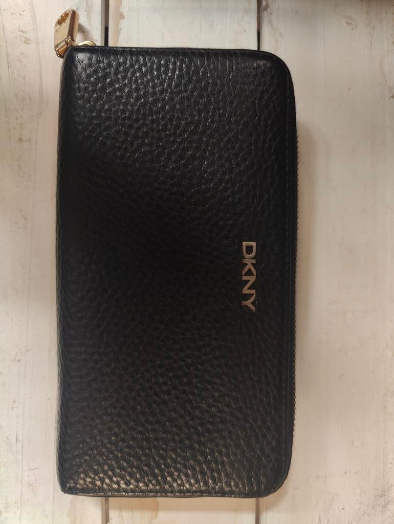 DKNY Portemonnee - Zwart Leer - Goede Staat, Sieraden, Tassen en Uiterlijk, Portemonnees, Gebruikt, Overige merken, Zwart, Leer