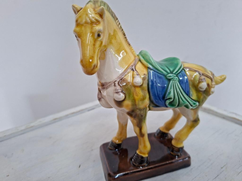 vintage handgemaakte keramiek paard beeld, Antiek en Kunst, Kunst | Beelden en Houtsnijwerken, Ophalen of Verzenden, Beeld