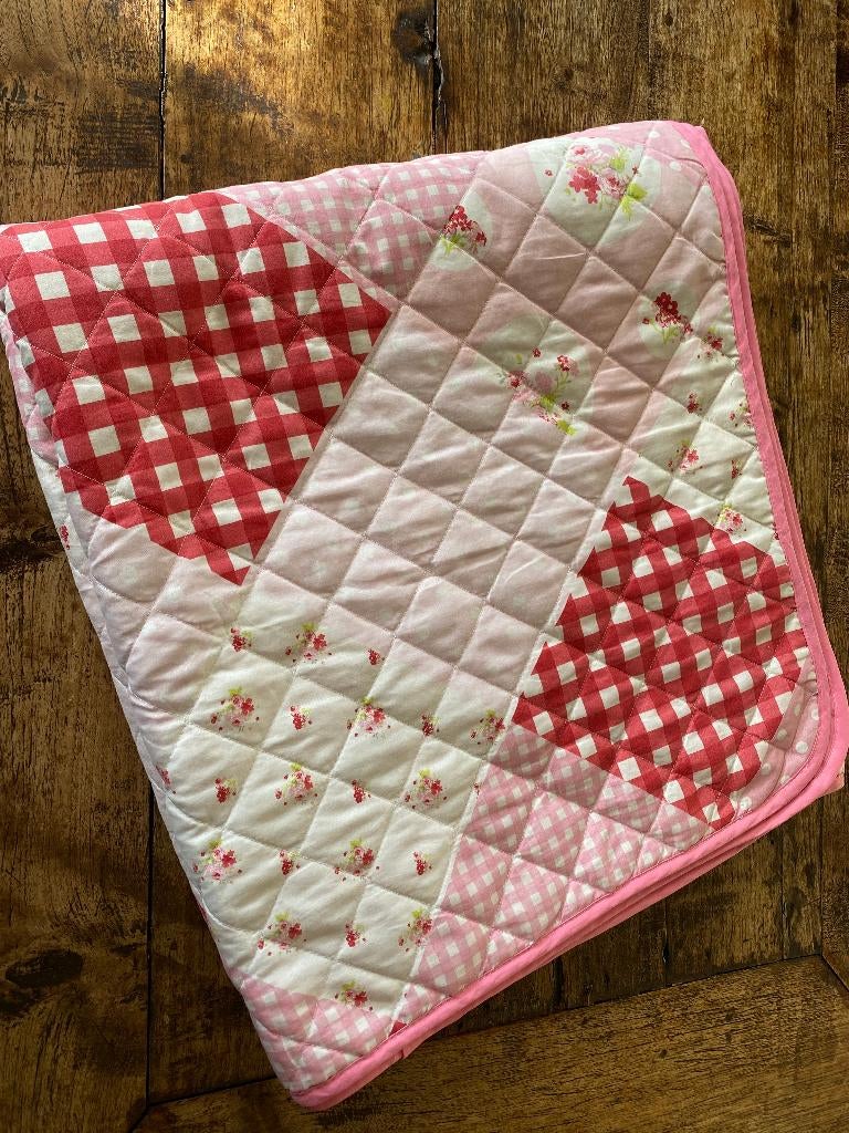 Deken - patchwork plaid/sprei - roze/ rood, Ophalen of Verzenden