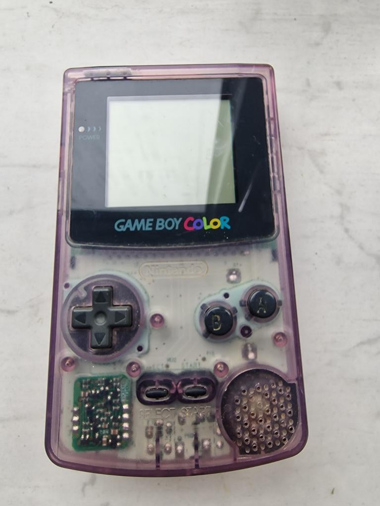 Nintendo Game Boy Color (transparant paars) + Multi Boy set, Ophalen of Verzenden, Gebruikt