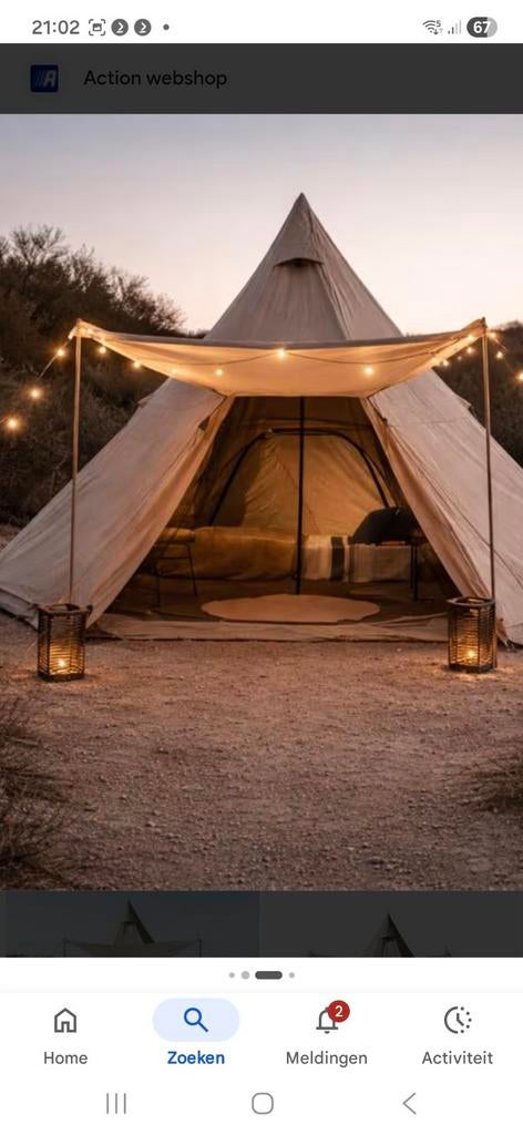 Ruime 6-persoons Tipi-tent - Crème/Wit, Waterdicht, Caravans en Kamperen, Tenten, tot en met 6, Zo goed als nieuw, Ophalen