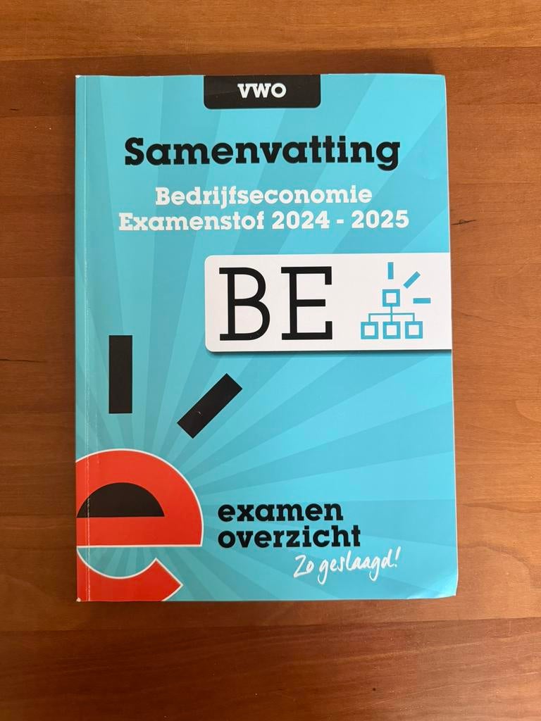 Examenoverzicht Bedrijfseconomie VWO, Boeken, Informatica en Computer, Ophalen of Verzenden, Zo goed als nieuw, Overige onderwerpen