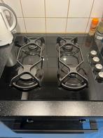 Gaskookplaat, zwart glas, Witgoed en Apparatuur, Kookplaten, Ophalen, 4 kookzones, Zo goed als nieuw, Inbouw