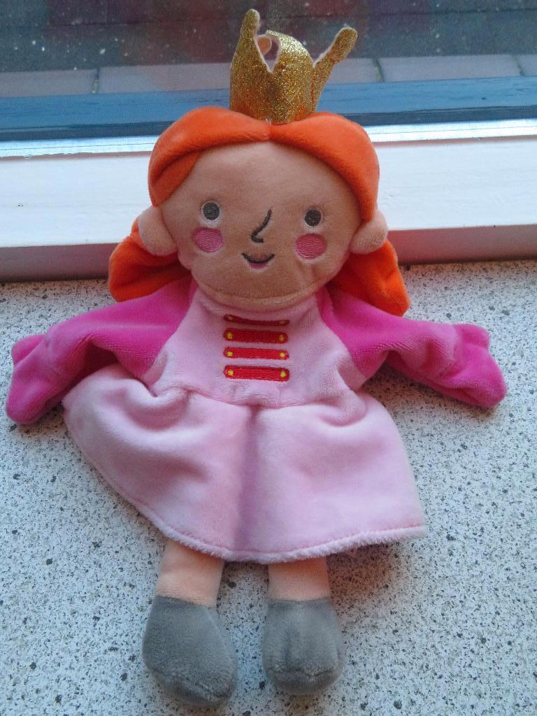 Handpop Prinses van Hema roze jurk oranje haar + kroontje, Hema, Overige typen, Ophalen of Verzenden, Zo goed als nieuw