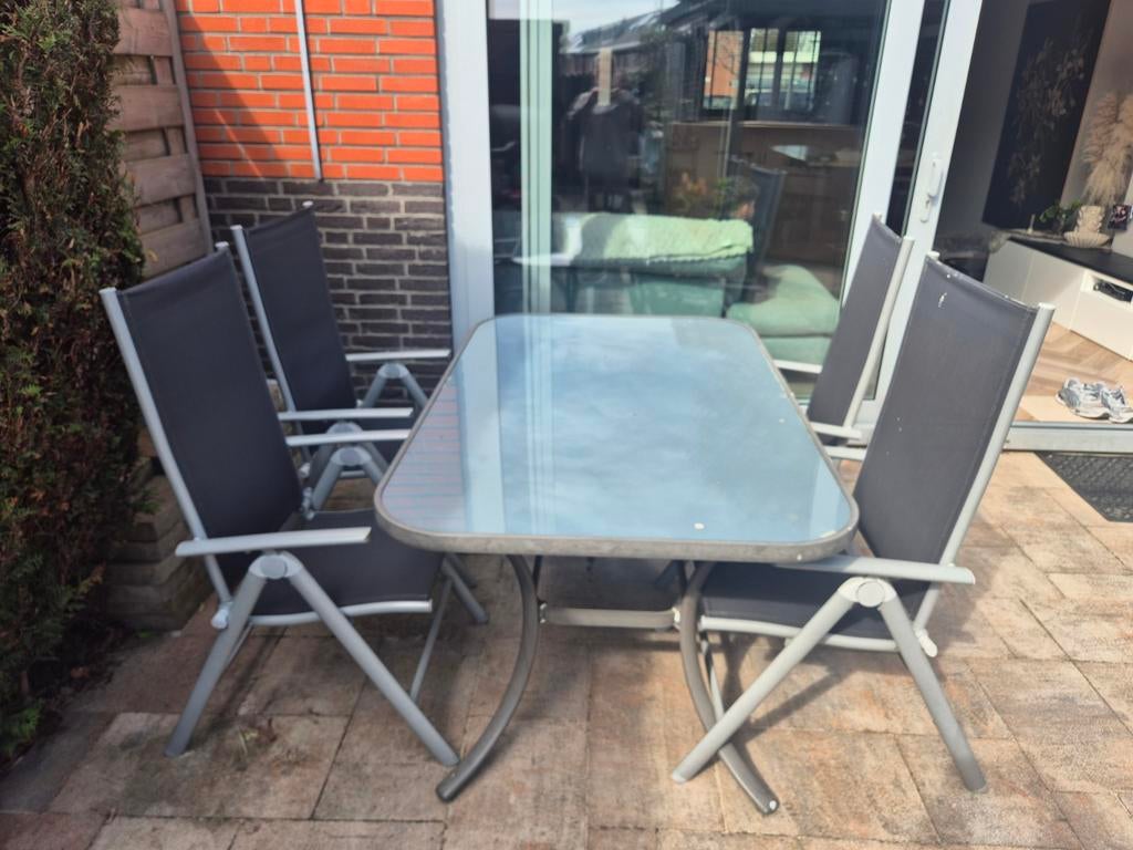 Florabest tuinset met stoelen, 4 zitplaatsen, Gebruikt, Aluminium, Ophalen of Verzenden