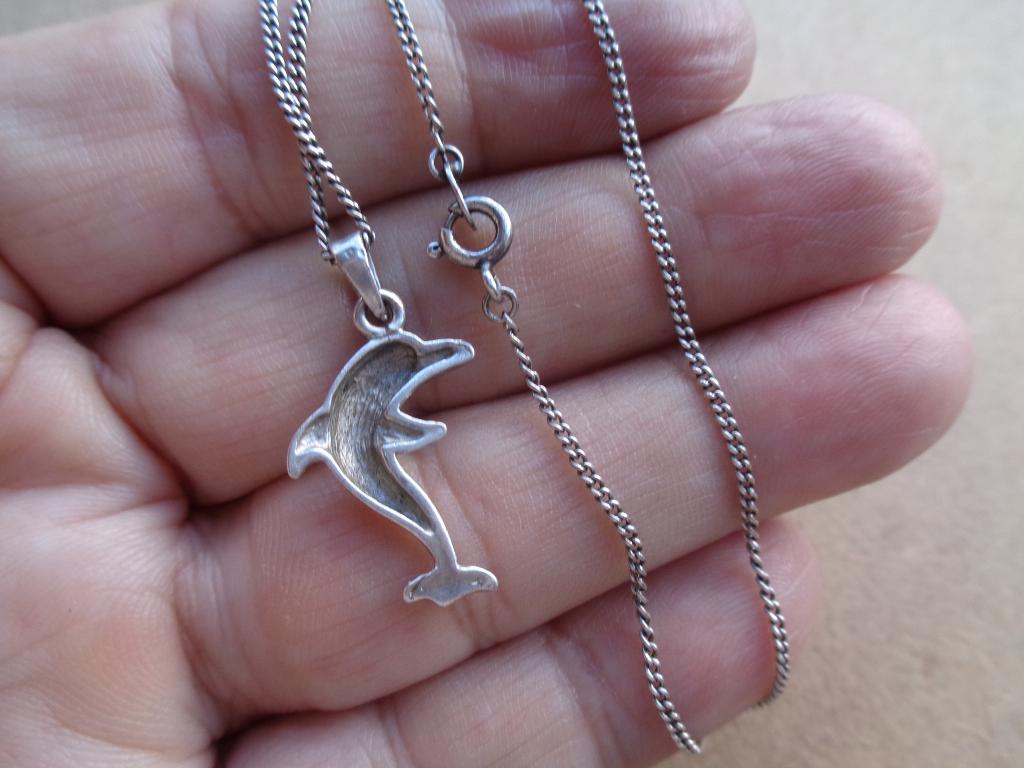 zilveren ketting met dolfijn hanger [289], Met hanger, Verzenden, Zo goed als nieuw, Zilver