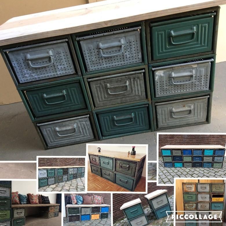 Modulaire VakkenKast KASTEN LadeKast Dressoir naarwens SALE, Gebruikt, Ophalen of Verzenden, Minder dan 100 cm, Metaal