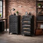 Industriële ladekast Vintage retro van Metaal IJzer Zwart, Minder dan 50 cm, Info@dehanzeherten.nl, De Hanze Herten BV, 5 laden of meer