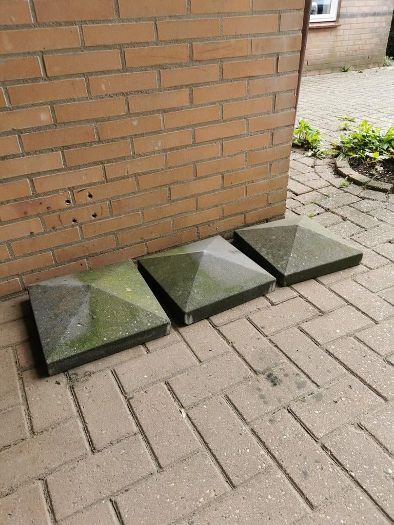 3x Paalmutsen 35 x 35 cm - Betonnen Afdekkappen voor Palen, Tuin en Terras, Ophalen of Verzenden