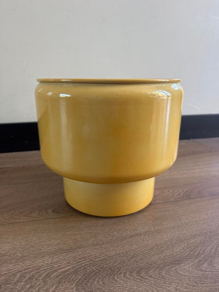 Gele plantenpot Intratuin - Goede staat, 9L, Tuin en Terras, Bloempotten, Rond, Binnen, Minder dan 40 cm, Aardewerk