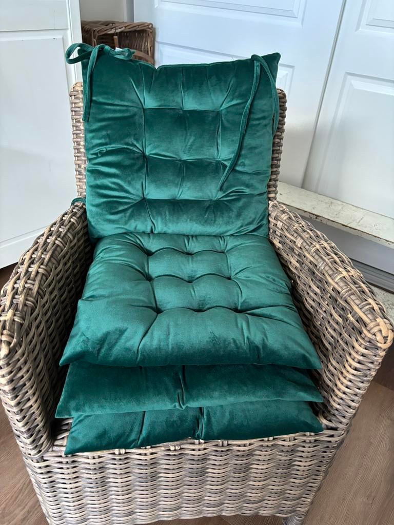 4 stuks Gucci groene stoelkussentjes 40x40, Ophalen of Verzenden, Zo goed als nieuw