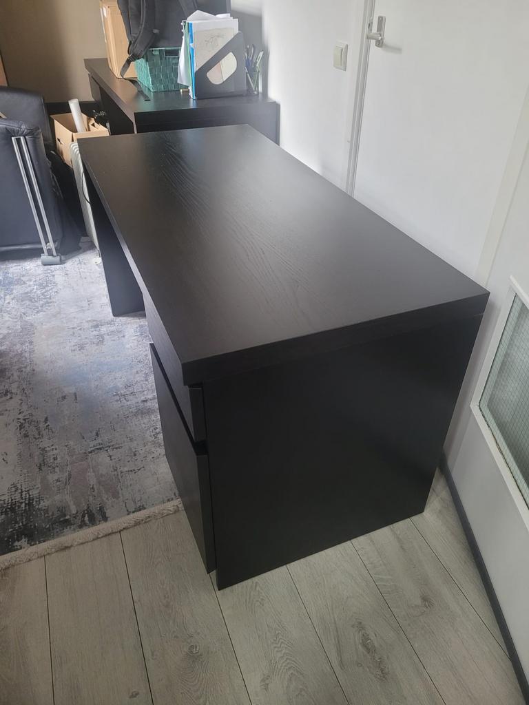 IKEA Malm Bureau - Donkerbruin, Huis en Inrichting, Bureaus, Ophalen, Gebruikt, Spaanplaat of MDF, Bruin