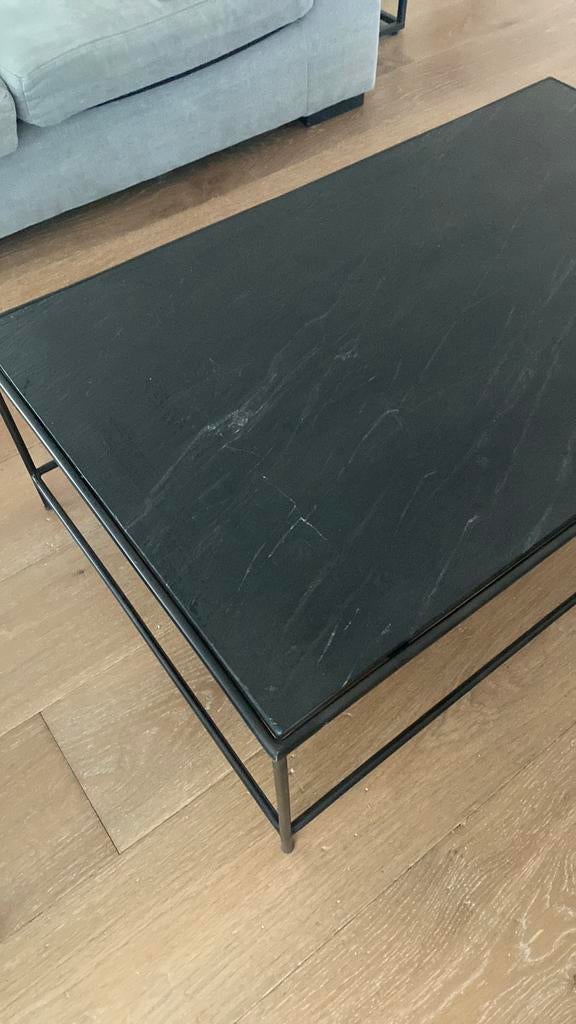 Salontafel natuursteen, metalen frame (marmeren look), Huis en Inrichting, Tafels | Salontafels, Ophalen, 100 tot 150 cm, 50 tot 100 cm