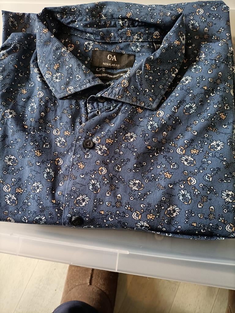 leuk hemd maat xxl kleur blauw gebloemd, Ophalen of Verzenden, Zo goed als nieuw, Blauw, Overige halswijdtes