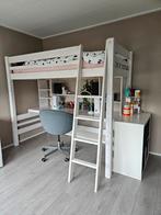 Mojo Hoogslaper 90x200 cm wit incl. bureau en opbergruimte, Ophalen of Verzenden, Zo goed als nieuw, Hoogslaper