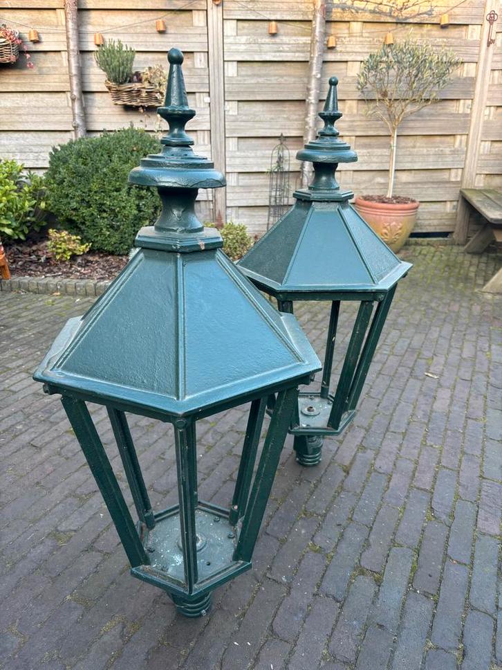 Authentieke gietijzeren buitenlampen, Antiek en Kunst, Antiek | Lampen, Ophalen