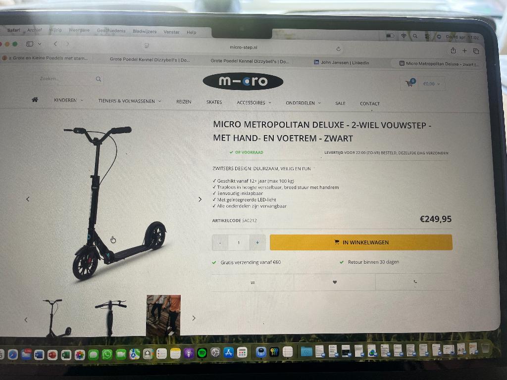 Z.g.a.n. 2-wiel MICRO METROPOLITAN DE LUXE VOUWSTEP, Ophalen, Zo goed als nieuw, Overige typen, Micro